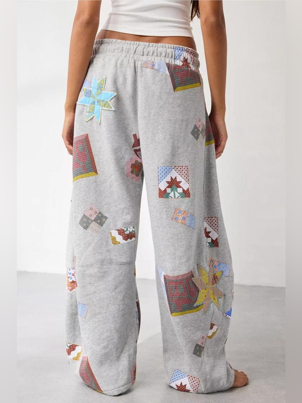 Out From Under Essential Patchwork Graphic Barrel Leg Sweatpant | Size Large - Picture 3 of 11